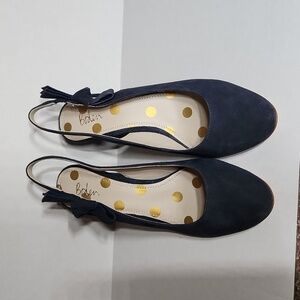 Boden Navy Suede Sling Back Block Heel Size 39 US 8